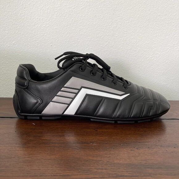 Prada 2EG325 Men's Black Leather Logo Lace-up Sneakers, Many sizes - Picture 8 of 16